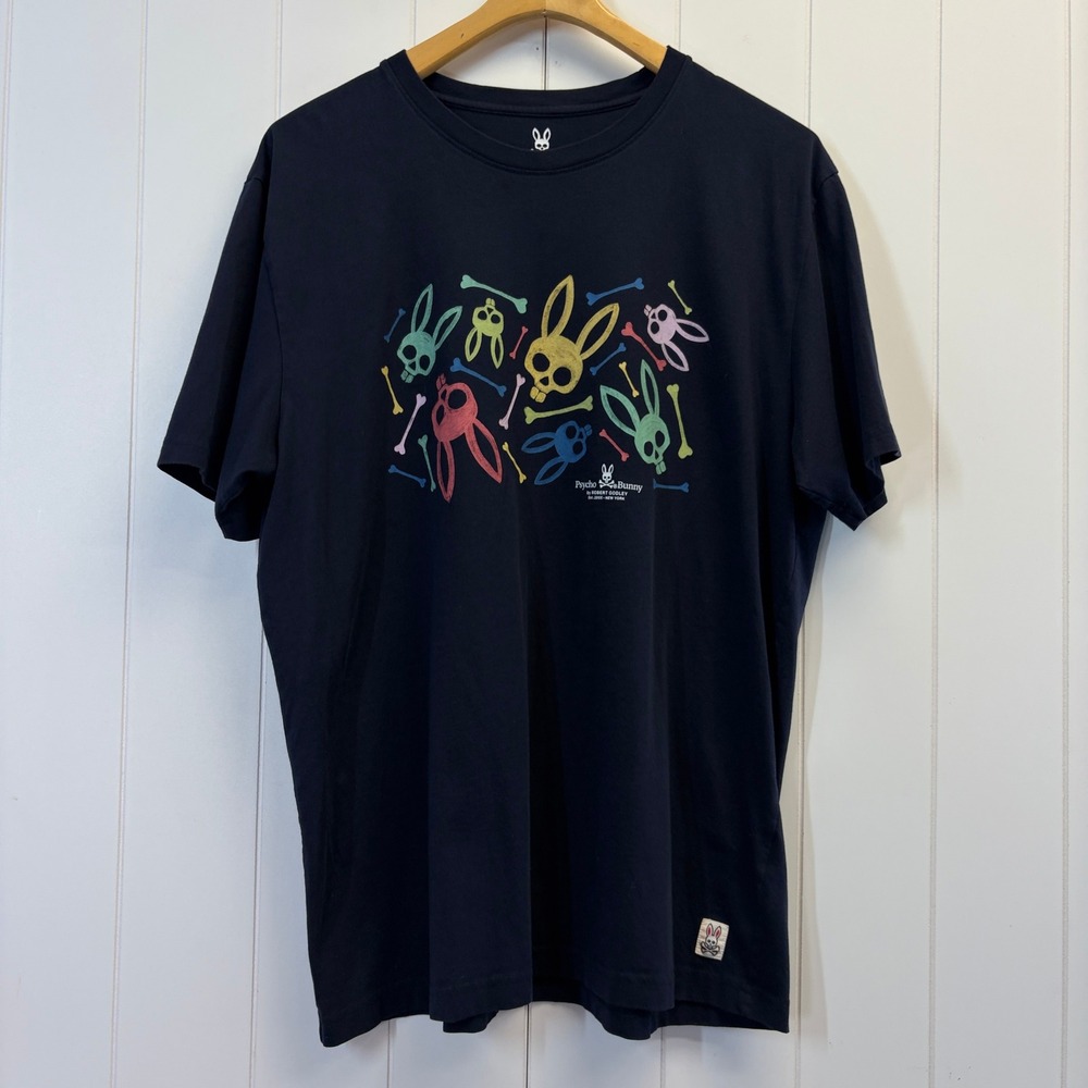 Psycho Bunny Crossbones Y2K Graphic T-Shirt Men Size 8 XXL Skater Edgy Casual